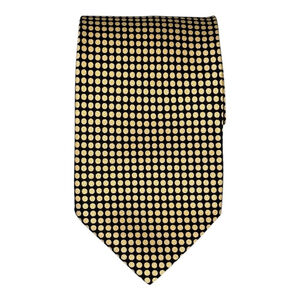 Alte Moni Tie Mens Silk Black Gold Polka Dot Pattern Made Italy Classic Necktie